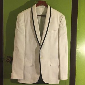 White linen with black pipping Men’s blazer